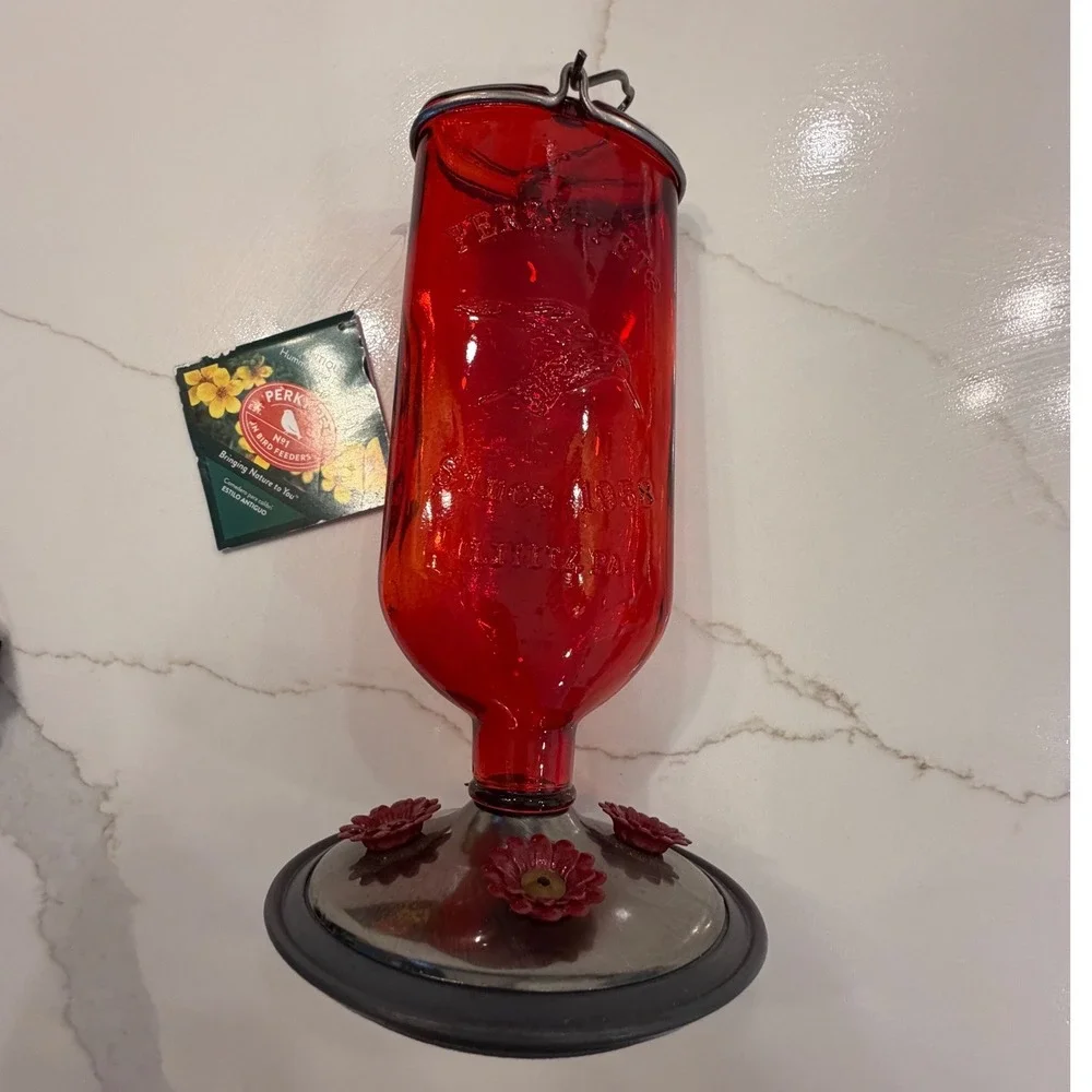 Perky-Pet 8109-2 Antique Glass Hummingbird Feeder Ruby Red 24oz Vintage Style